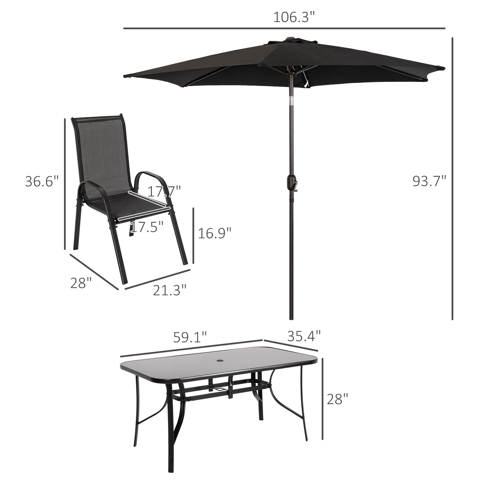 8 Pieces Patio Furniture Set Umbrella, 