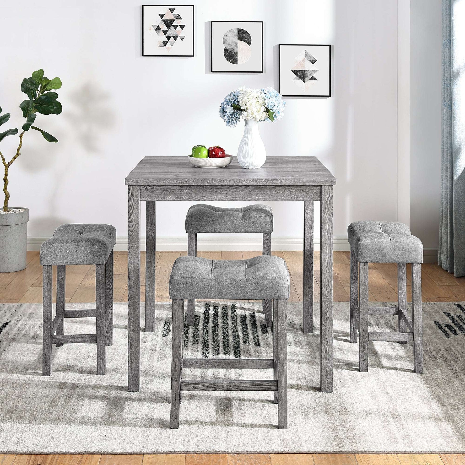 5 Piece Dining Table Set, Dining Table, Bar Table And Chairs Set