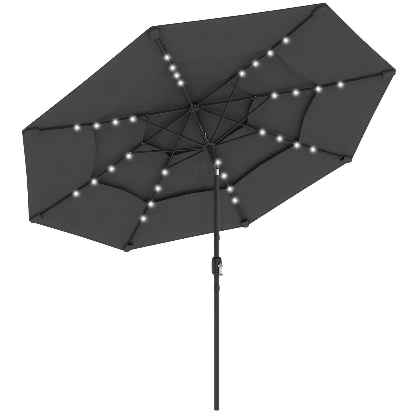 9.7 ft Outdoor Patio Umbrella with Solar LED Lights Tier Outdoor Table