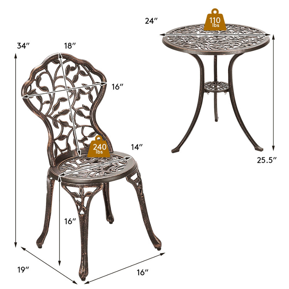 cast aluminum bistro set