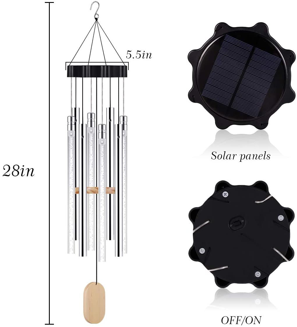 Solar wind chimes outdoor patio lamp with solar-powered LED light and weather-resistant design