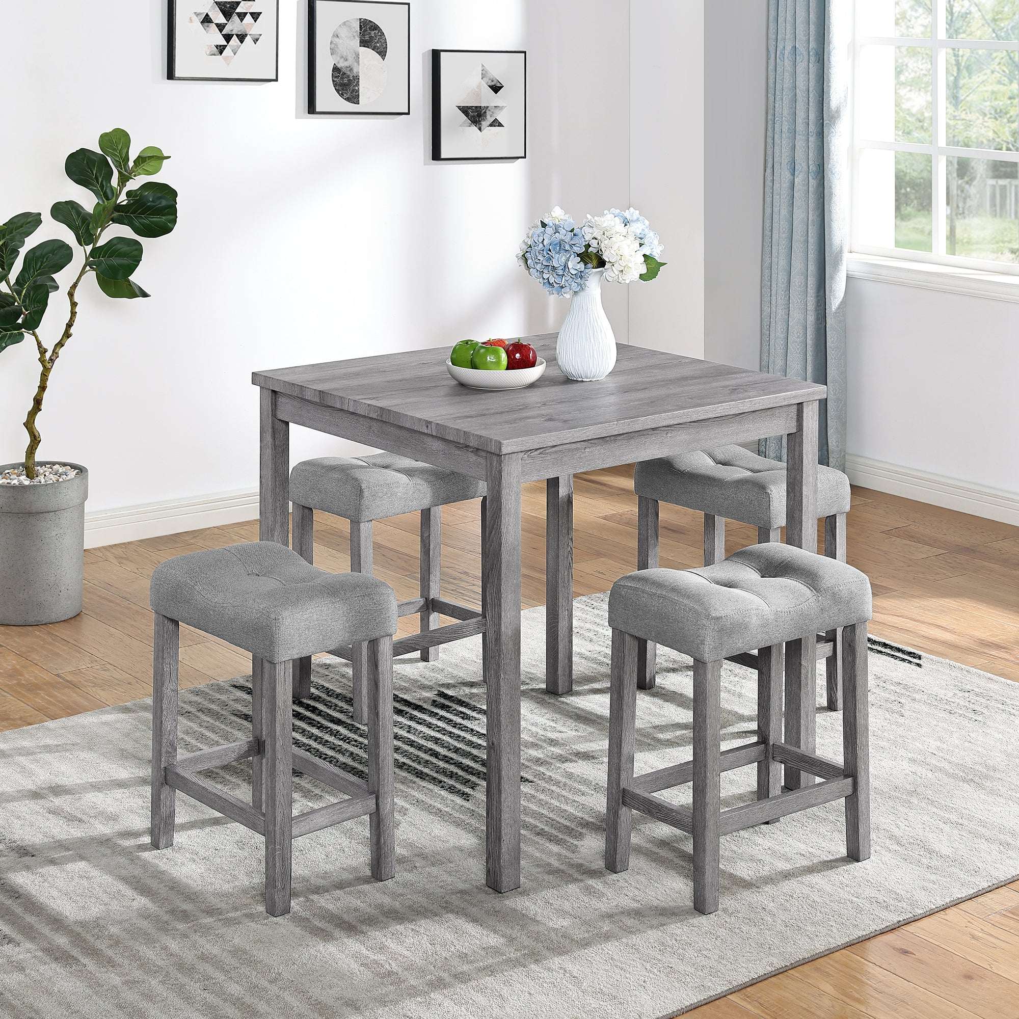 5 Piece Dining Table Set, Dining Table, Bar Table And Chairs Set