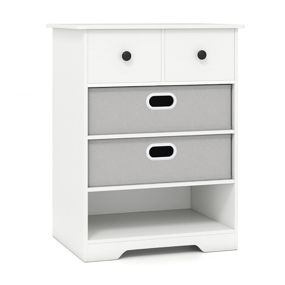 4-Drawer Dresser Modern Chest Storage Organizer With Open Shelves