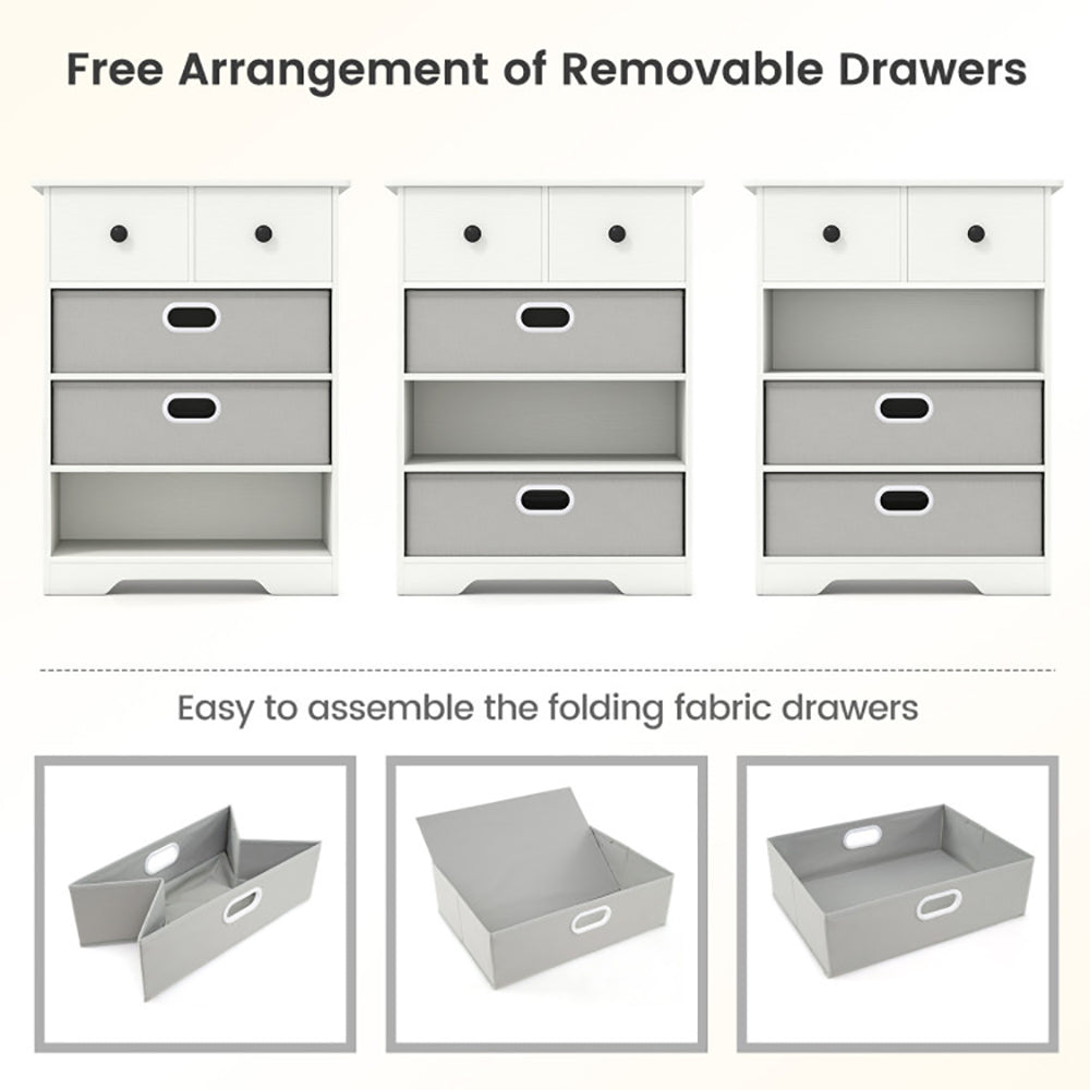 4-Drawer Dresser Modern Chest Storage Organizer With Open Shelves