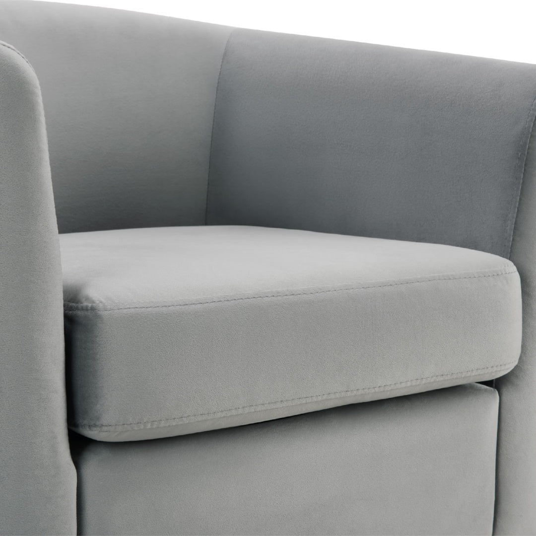 Velvet Accent Chair With Ottoman Modern Barrel Chair Armchair