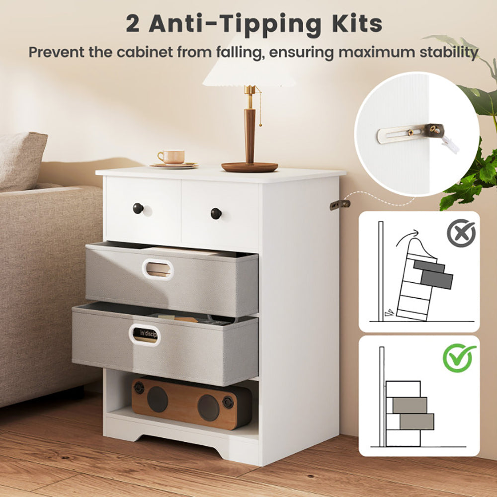 4-Drawer Dresser Modern Chest Storage Organizer With Open Shelves