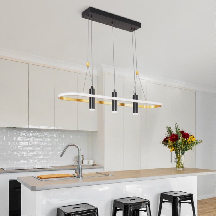 Javeriah 4 - Light Black Gold Dimmable LED Pendant Light No Bulb