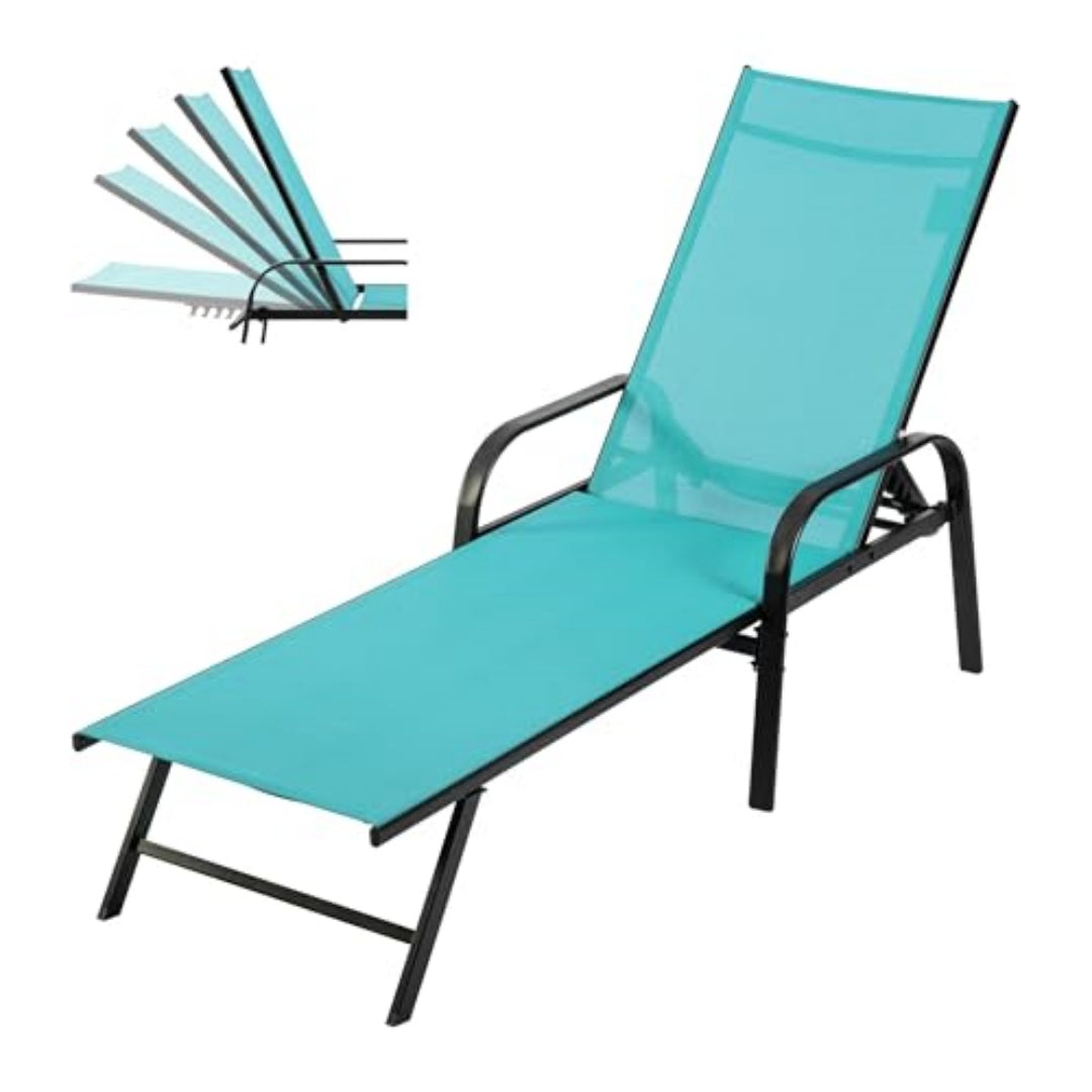 Park Steel Stacking Chaise Lounge Chair For Outdoor Patio