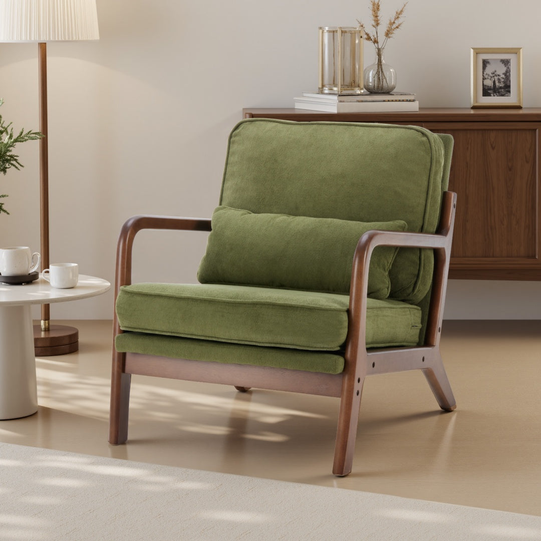 Mid Century Modern Chair Accent Chair With Arms And Waist Cushion