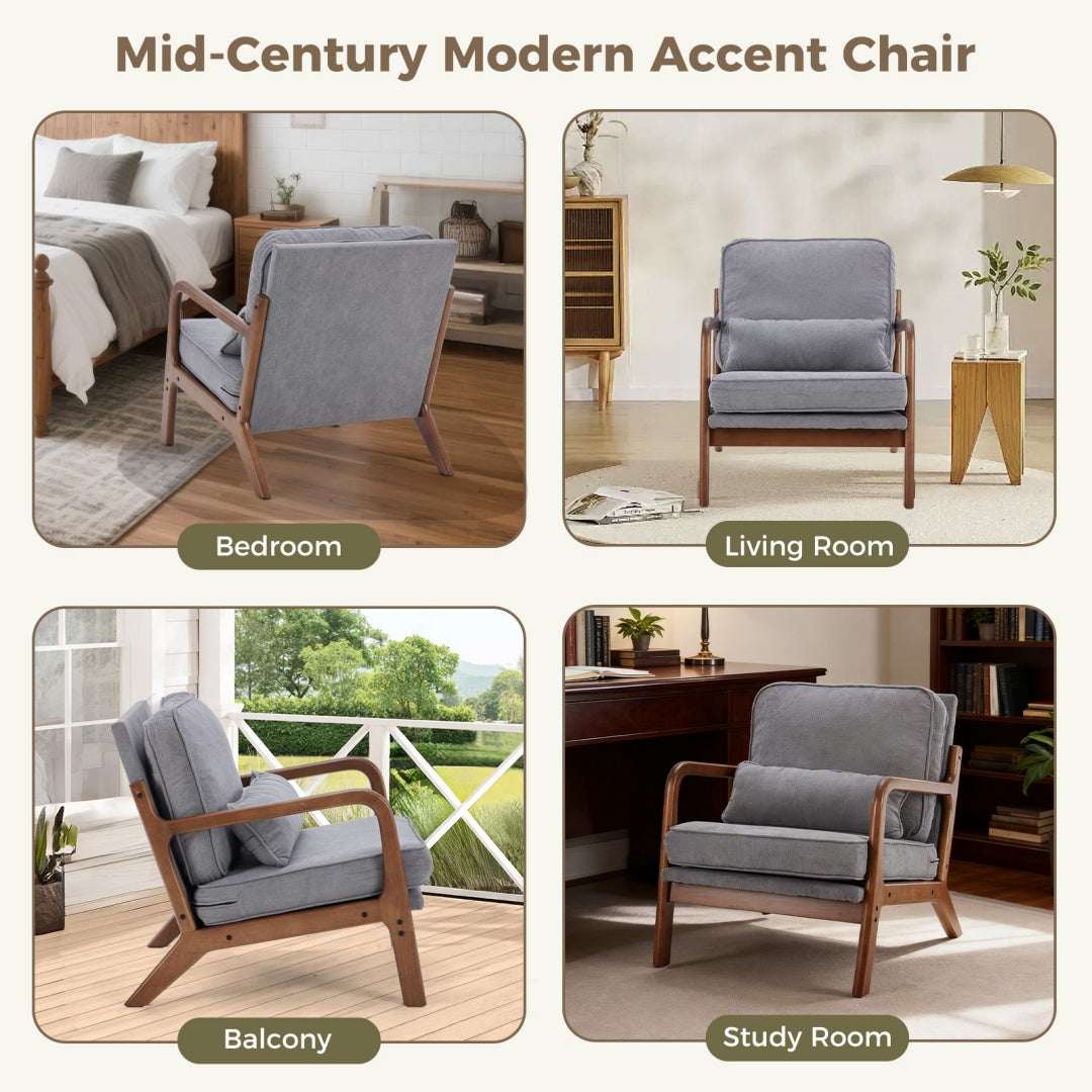 Mid Century Modern Chair Accent Chair With Arms And Waist Cushion