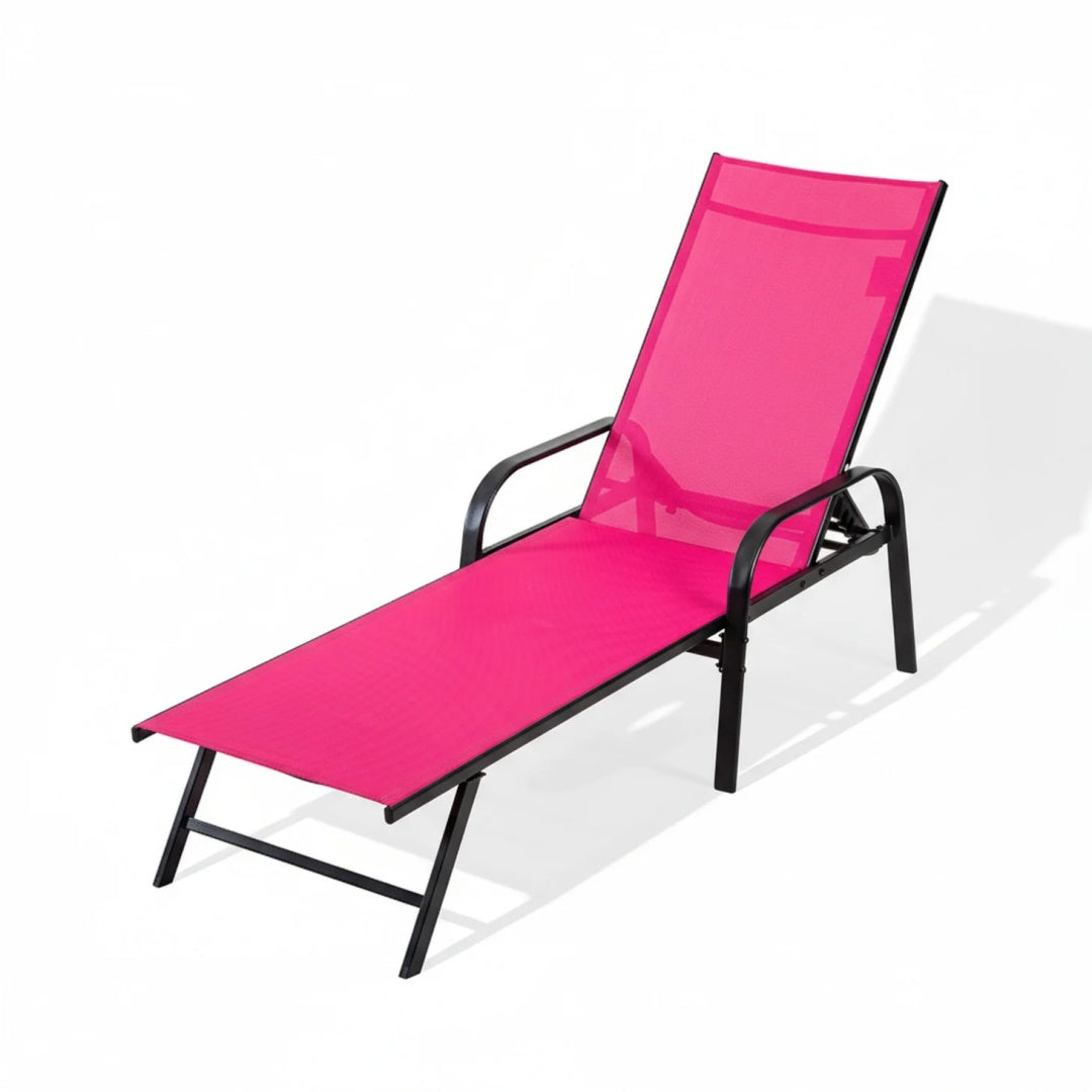 Park Steel Stacking Chaise Lounge Chair For Outdoor Patio