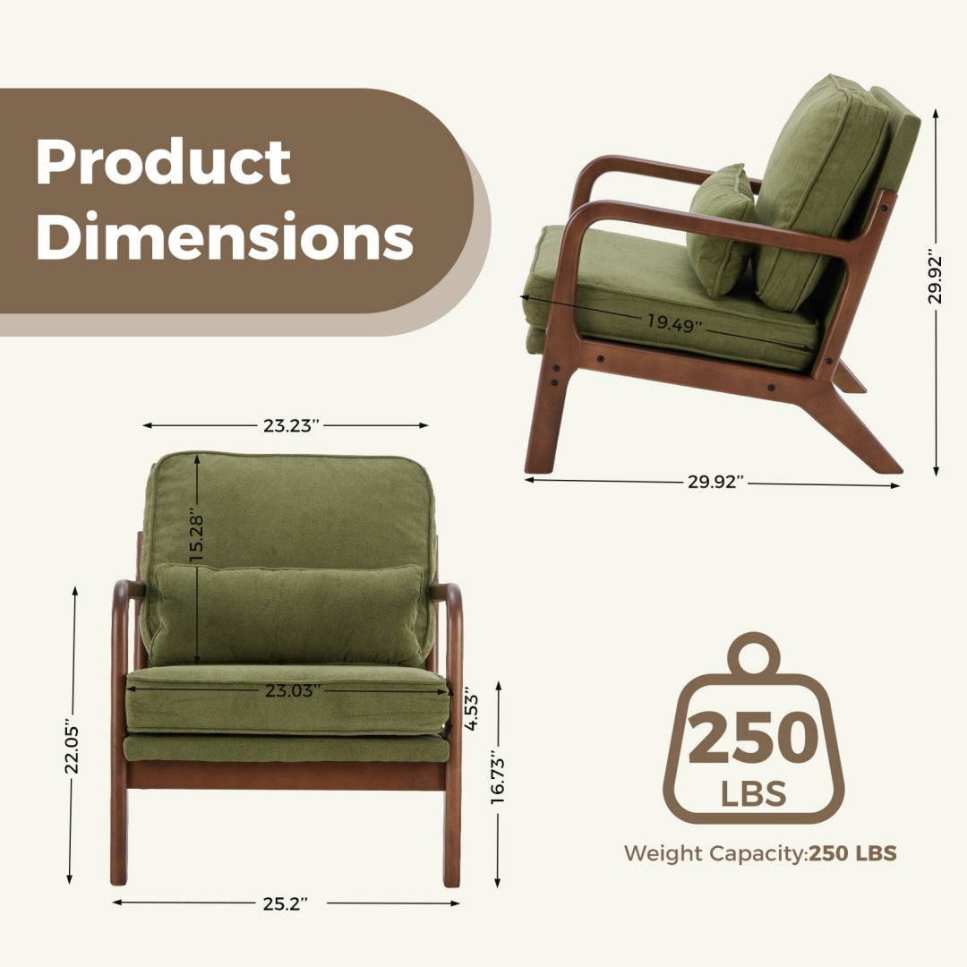 Mid Century Modern Chair Accent Chair With Arms And Waist Cushion