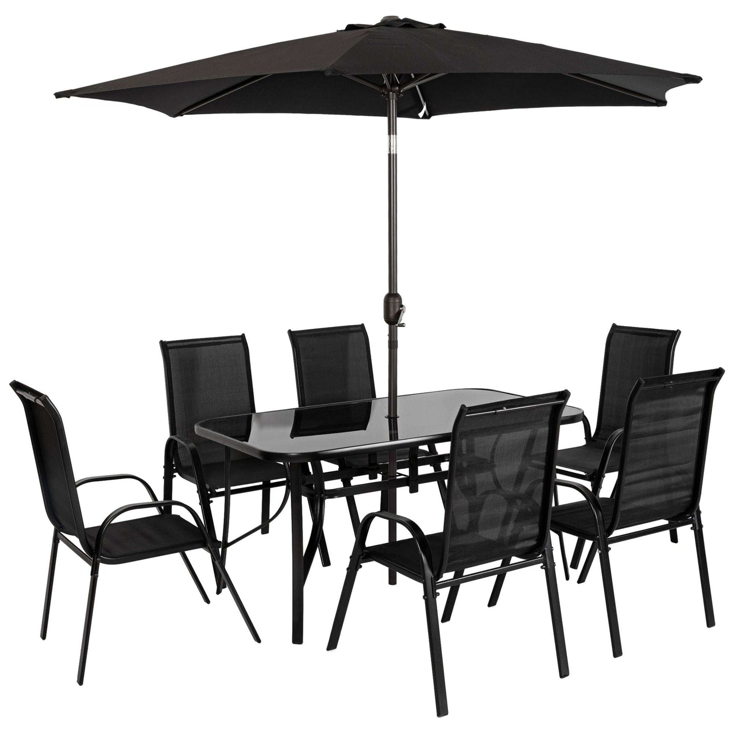 8 Pieces Patio Furniture Set Umbrella, 