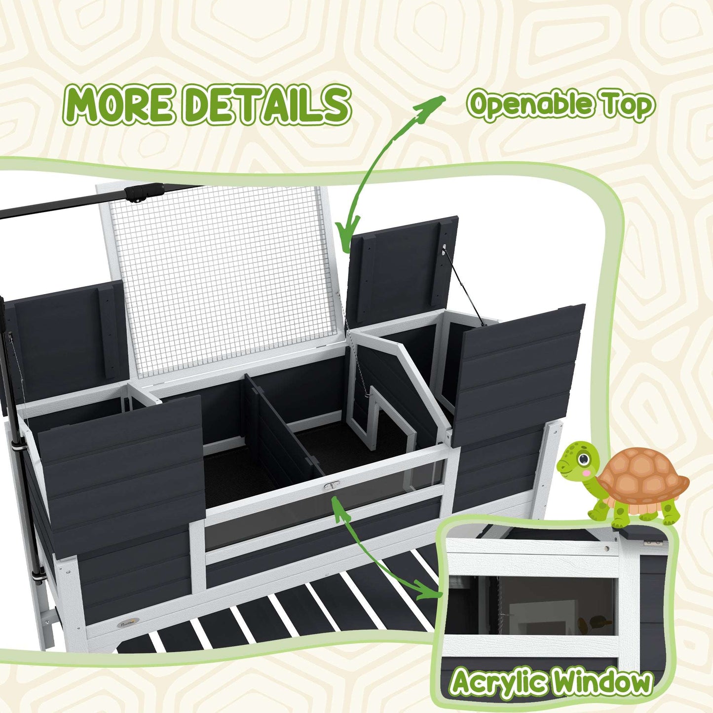  Lamp Holder storage tortoise Enclosure Tortoise House with Adjustable