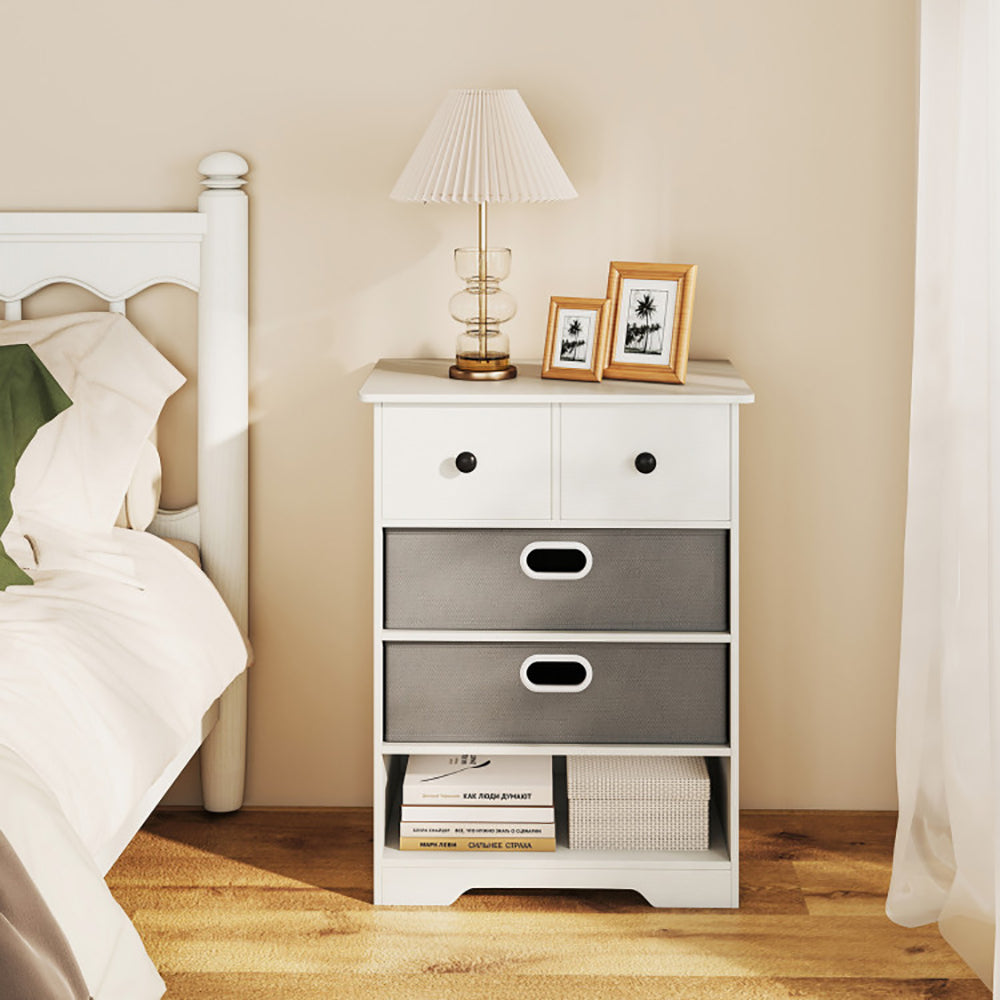 4-Drawer Dresser Modern Chest Storage Organizer With Open Shelves
