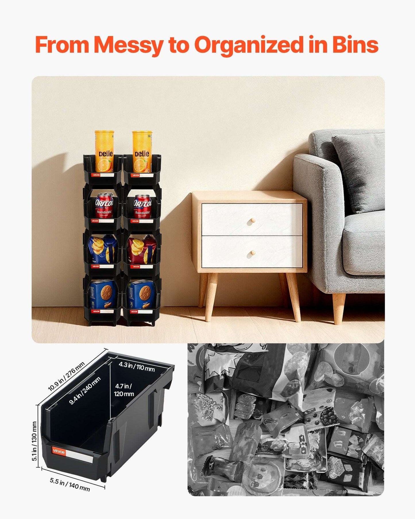 Plastic Stackable Storage Bins Containers For Organizing And Storage  