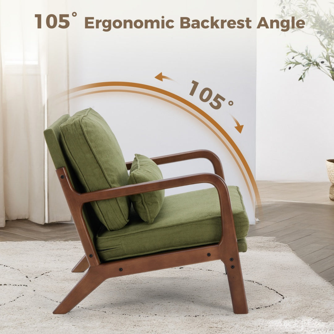 Mid Century Modern Chair Accent Chair With Arms And Waist Cushion