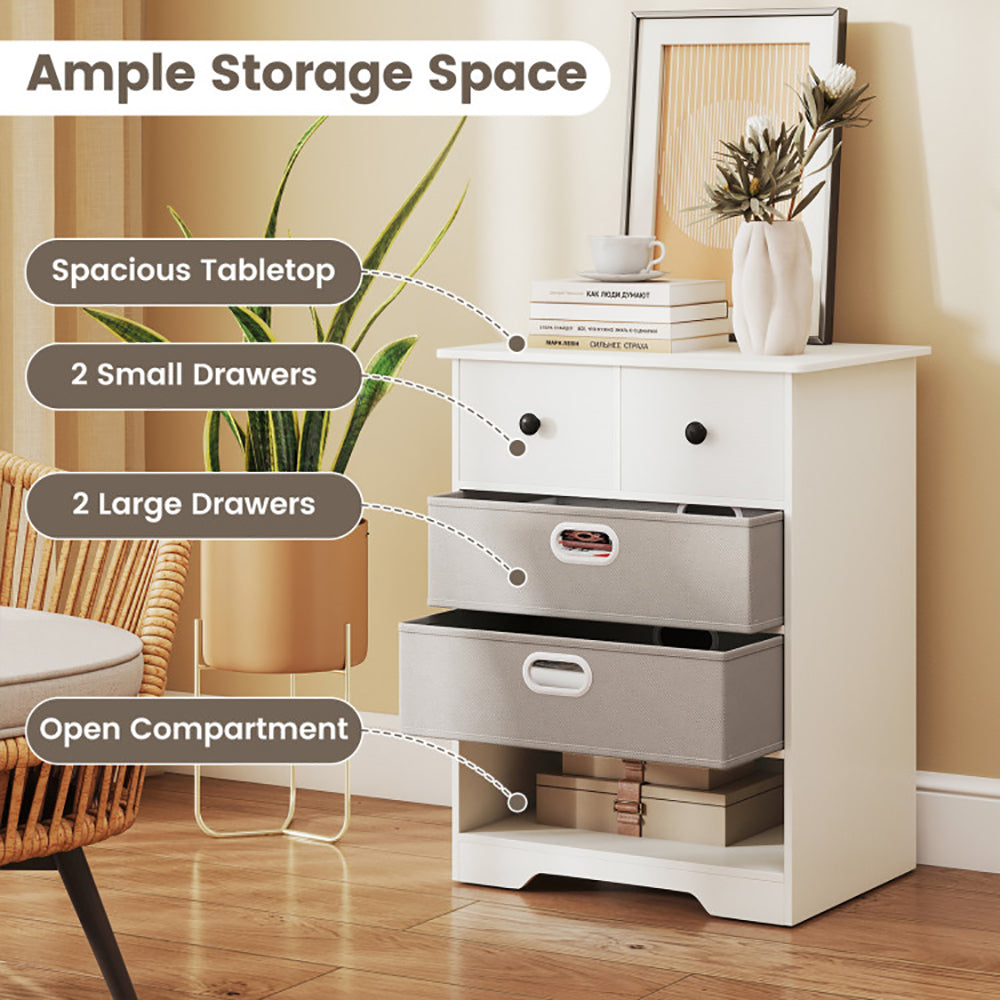 4-Drawer Dresser Modern Chest Storage Organizer With Open Shelves