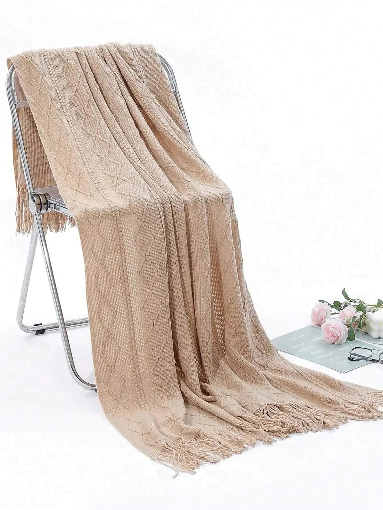 Textured Knit Throw Blanket