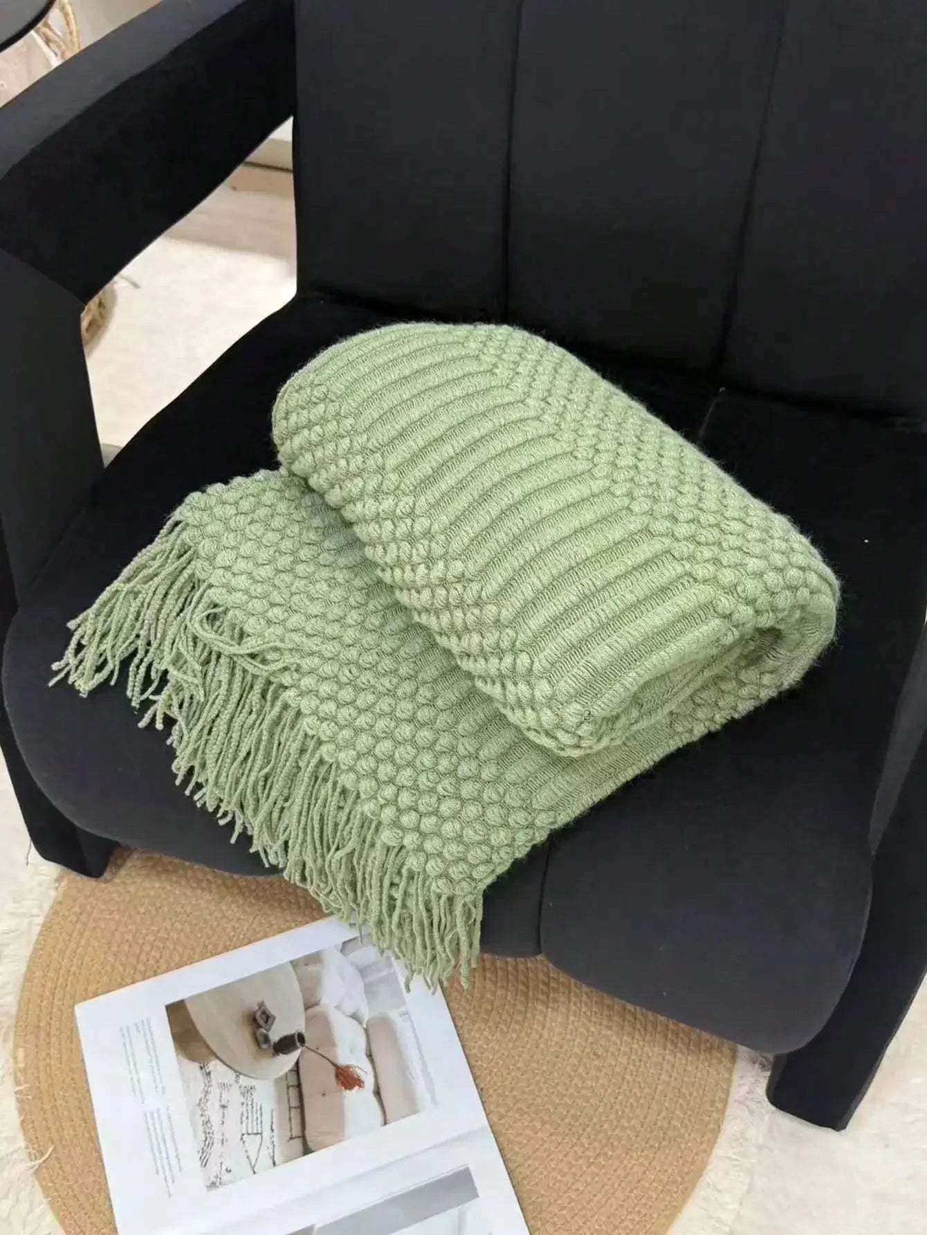 Textured Knit Throw Blanket