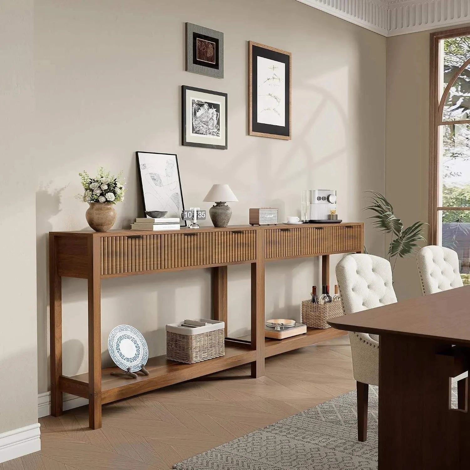 Fluted Console Table with Drawers