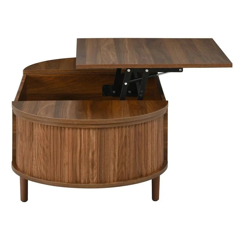 Oval Lift-Top Coffee Table with Hidden Storage