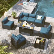 8 Piece Outdoor Patio Furniture Set with 44'' Fire Pit Table