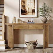 Farmhouse Oval Curved Entryway Table with Storage