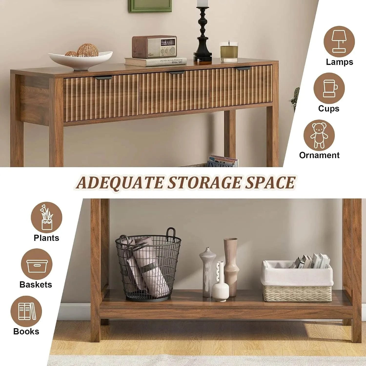 Fluted Console Table with Drawers