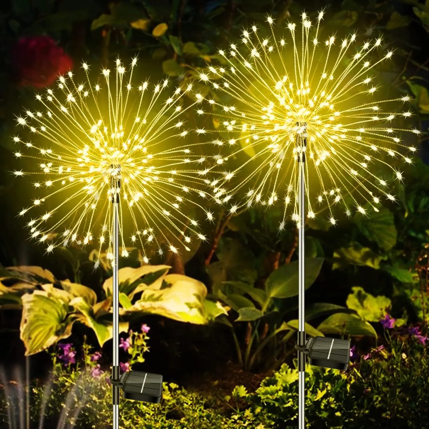 solar fireworks light outdoor garden decoration with flexible copper wire and LED bulbs