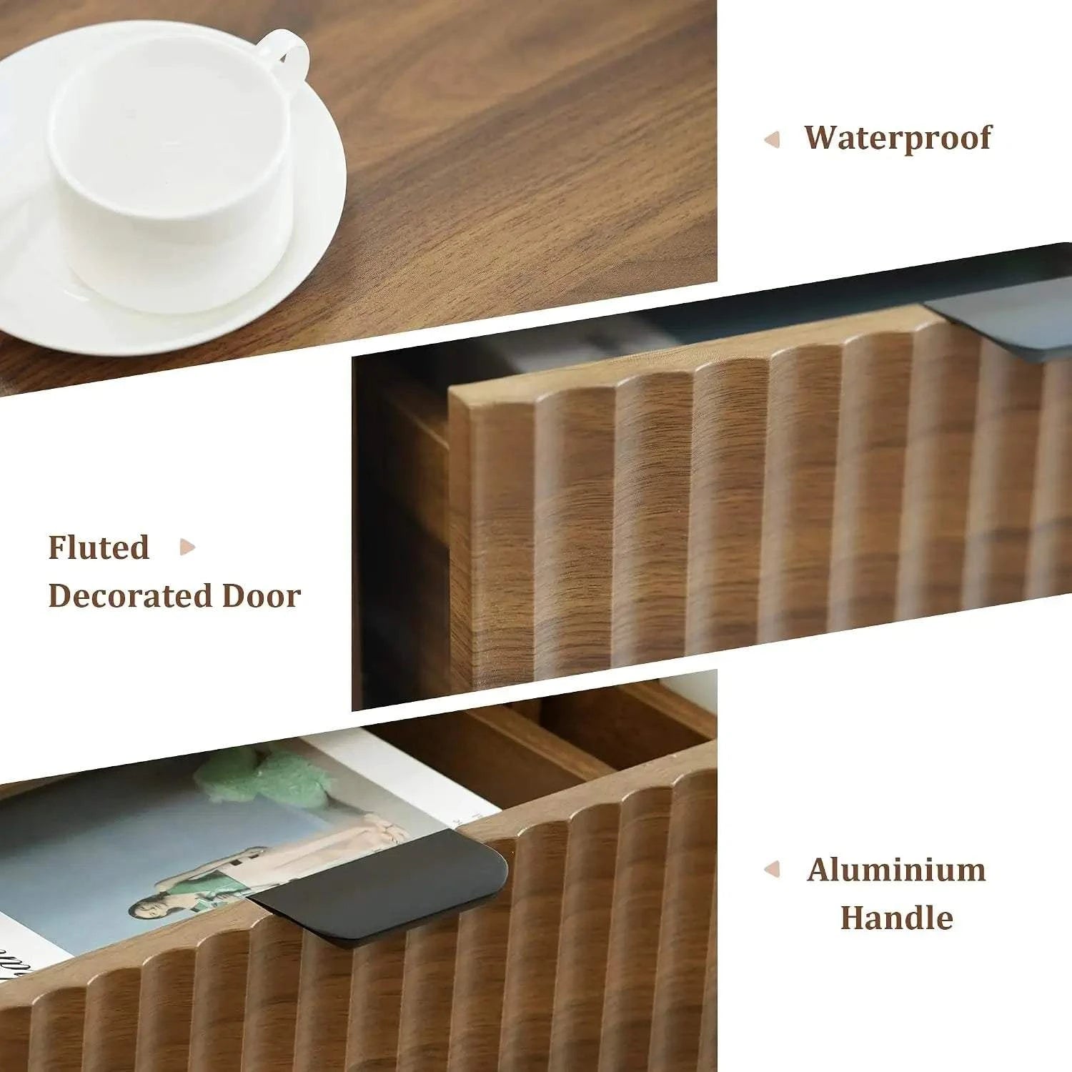 Fluted Console Table with Drawers