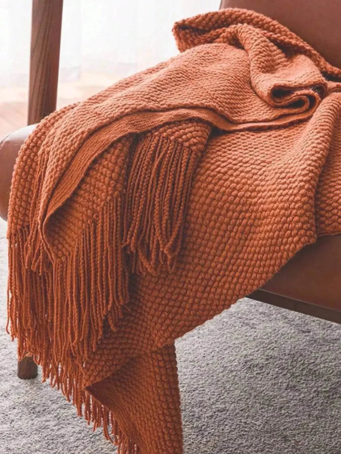 Textured Knit Throw Blanket