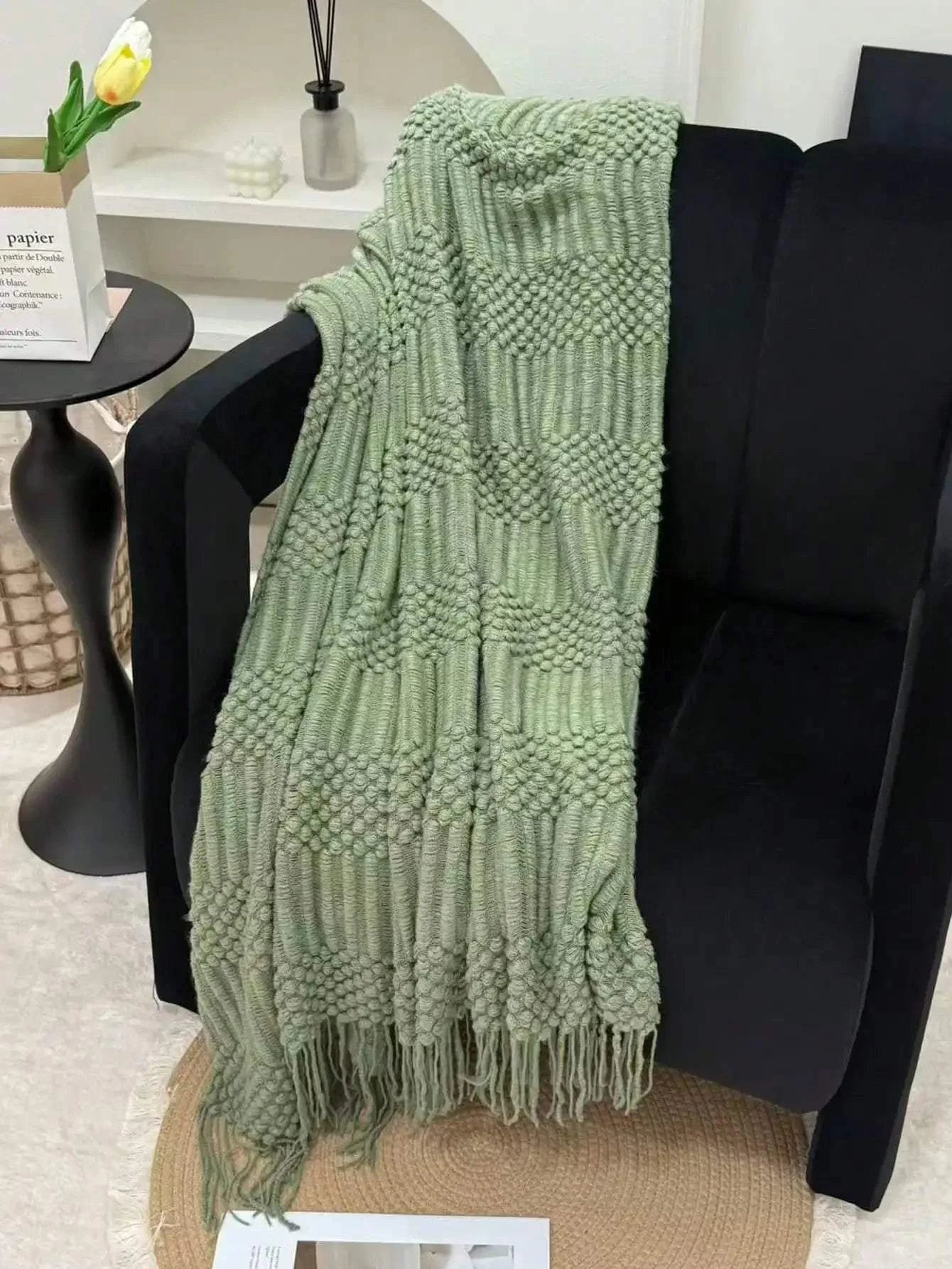 Textured Knit Throw Blanket