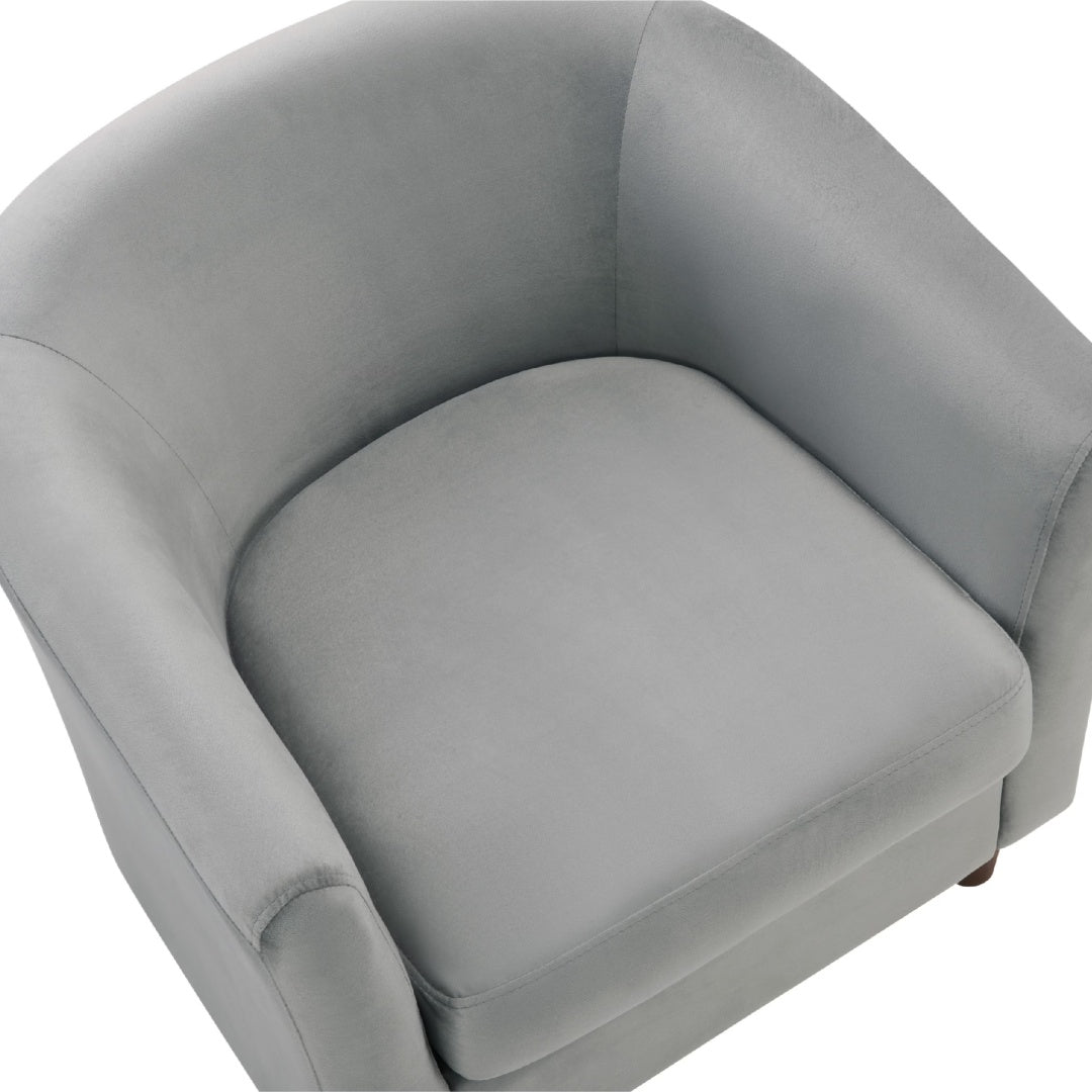 Velvet Accent Chair With Ottoman Modern Barrel Chair Armchair