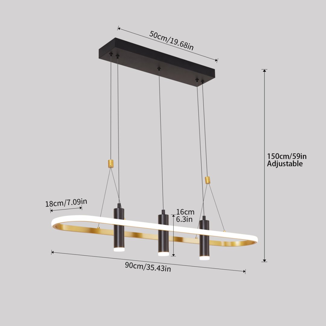 Javeriah 4 - Light Black Gold Dimmable LED Pendant Light No Bulb