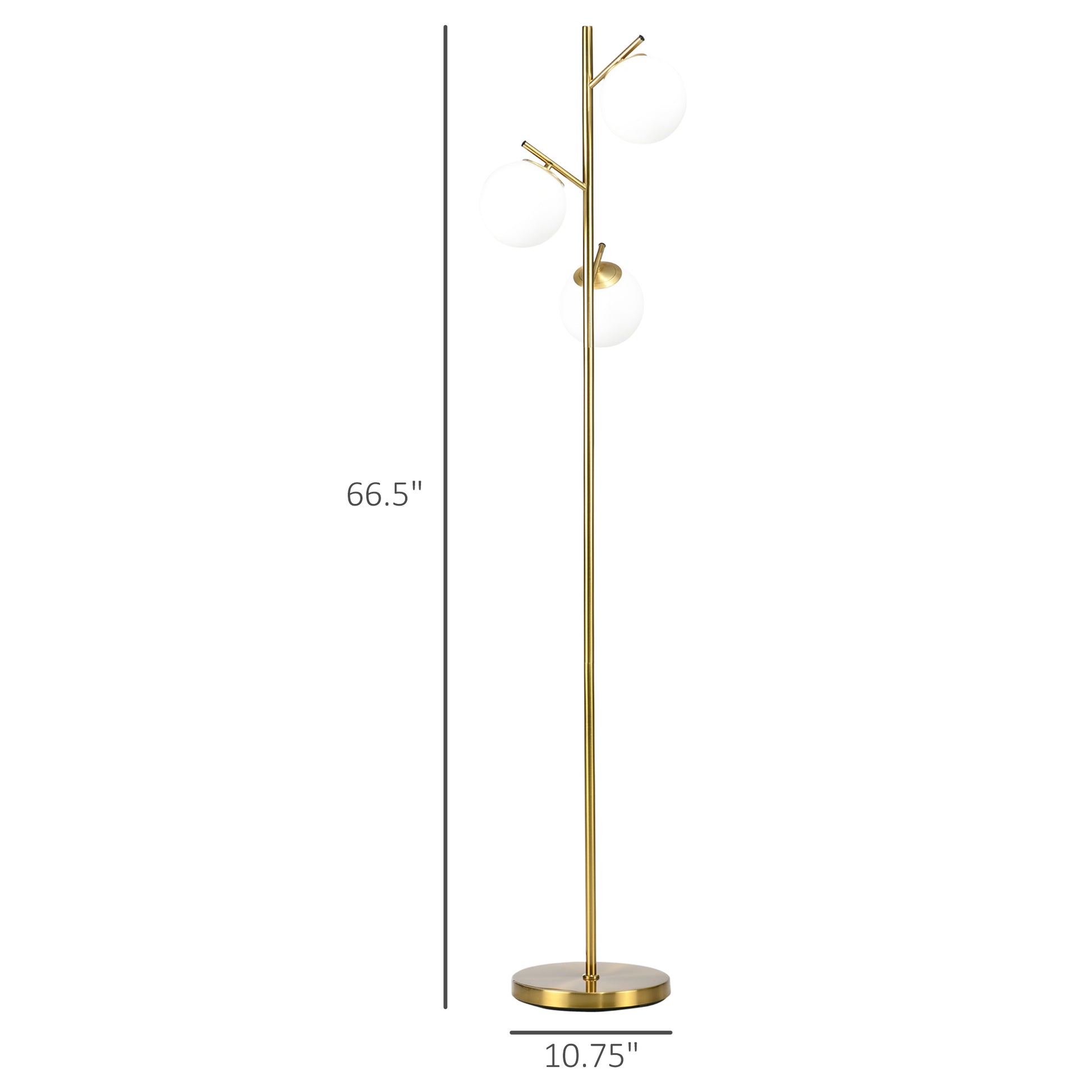 Modern 3-Light Floor Lamp For Living Room, Tree Standing Lamp 