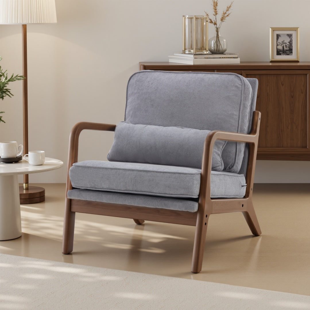 Mid Century Modern Chair Accent Chair With Arms And Waist Cushion