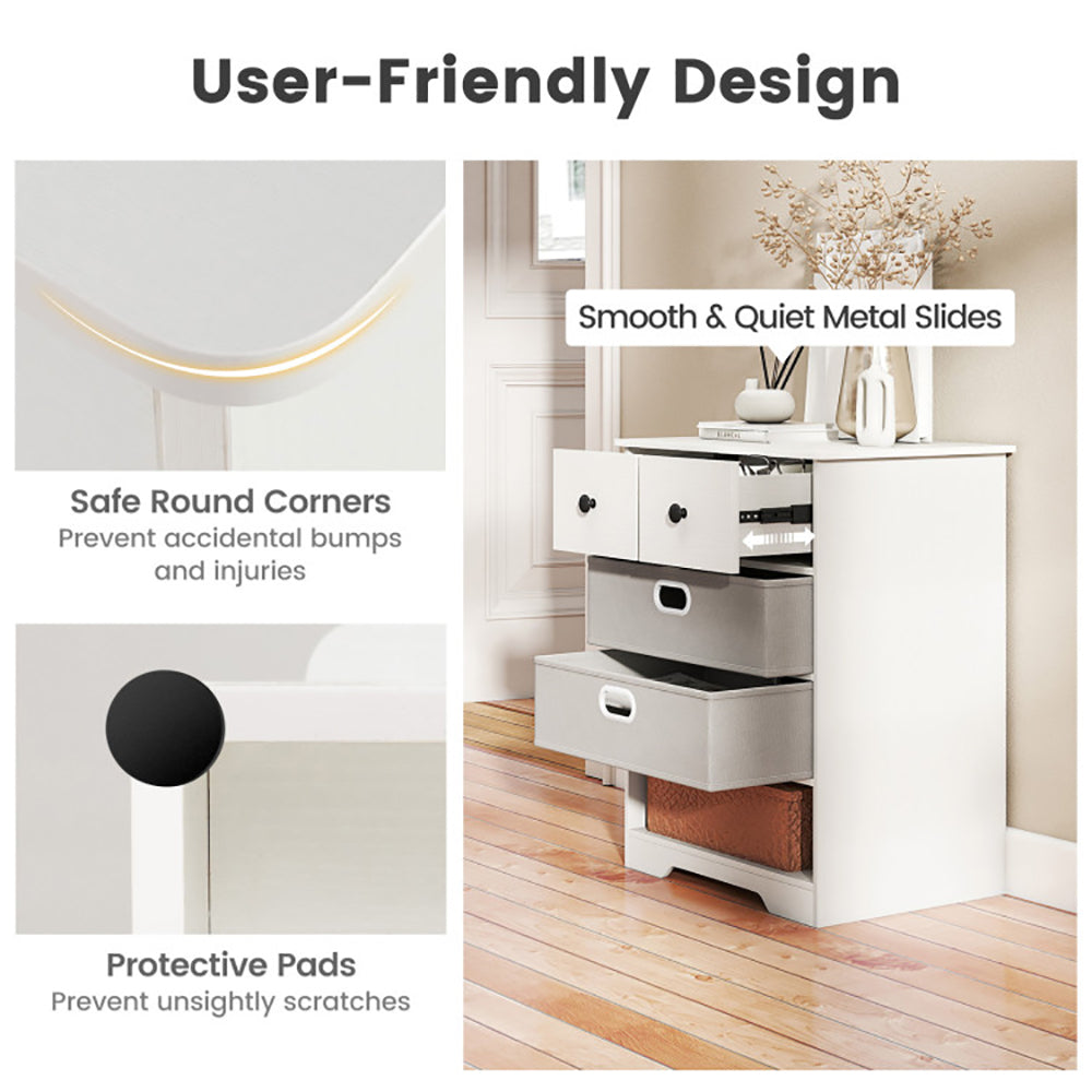 4-Drawer Dresser Modern Chest Storage Organizer With Open Shelves