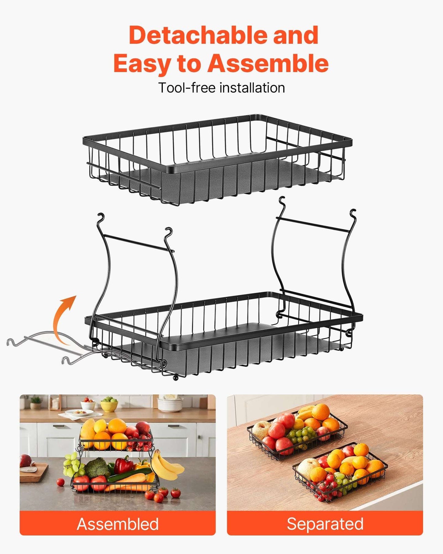 2-Tier Fruit Basket Bowl with Banana Hanger