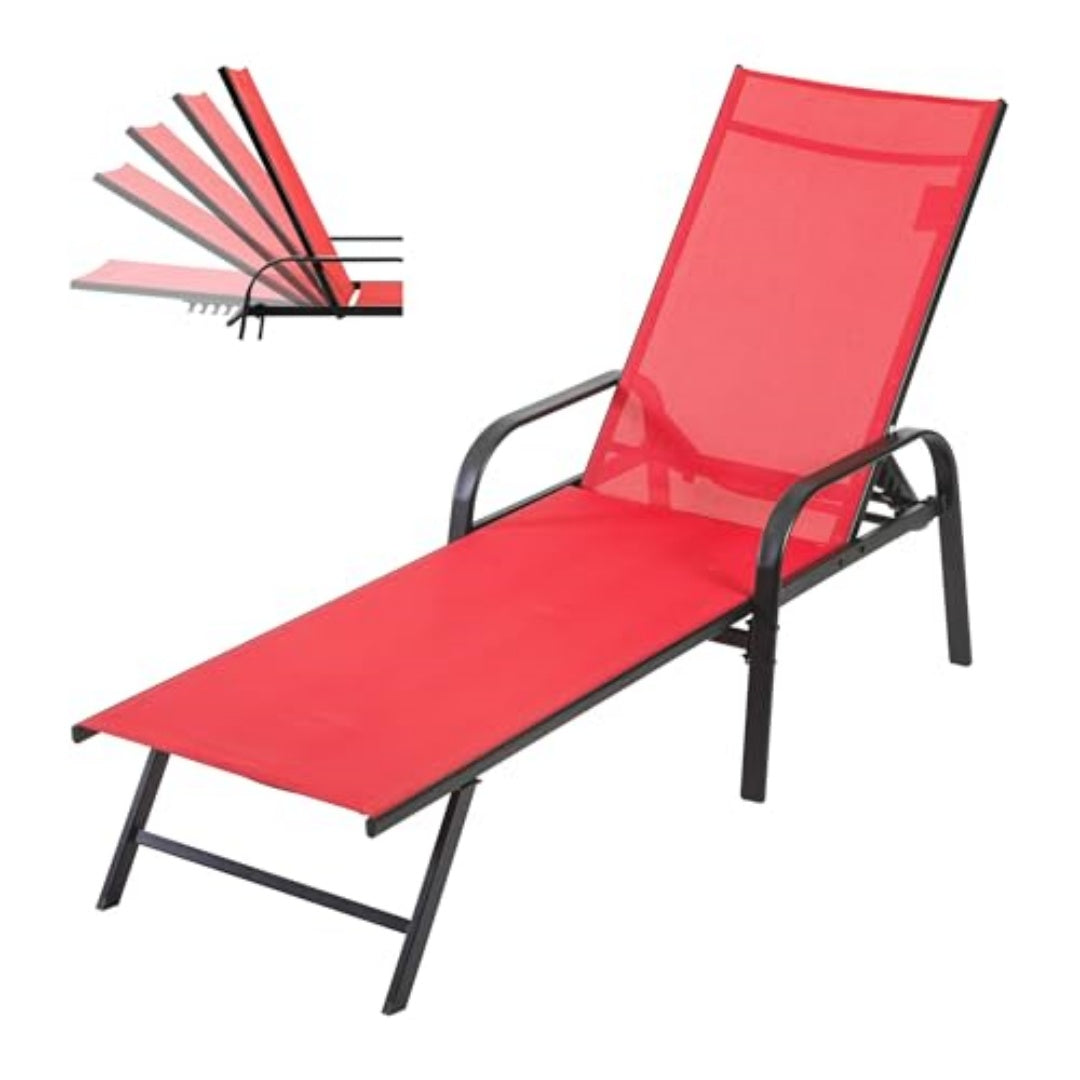 Park Steel Stacking Chaise Lounge Chair For Outdoor Patio