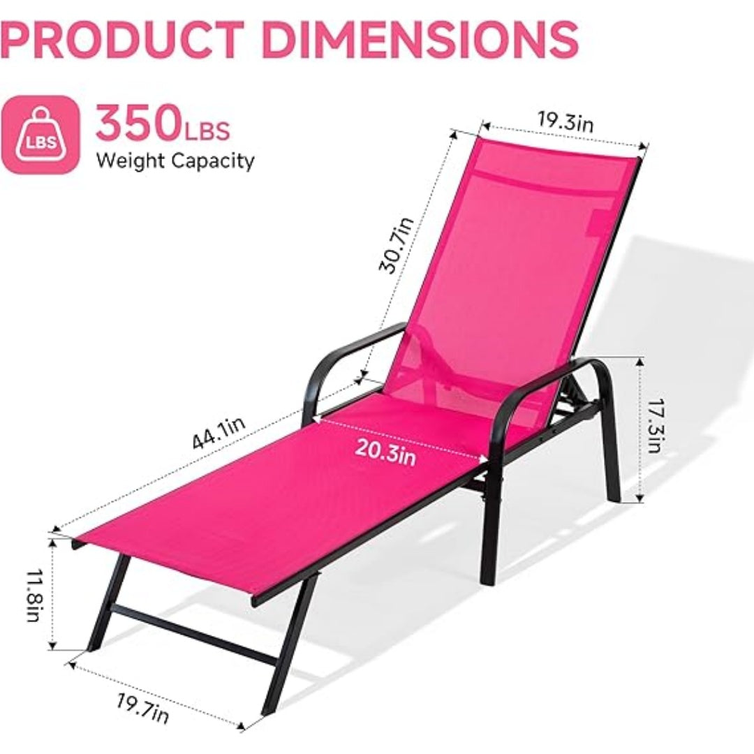 Park Steel Stacking Chaise Lounge Chair For Outdoor Patio