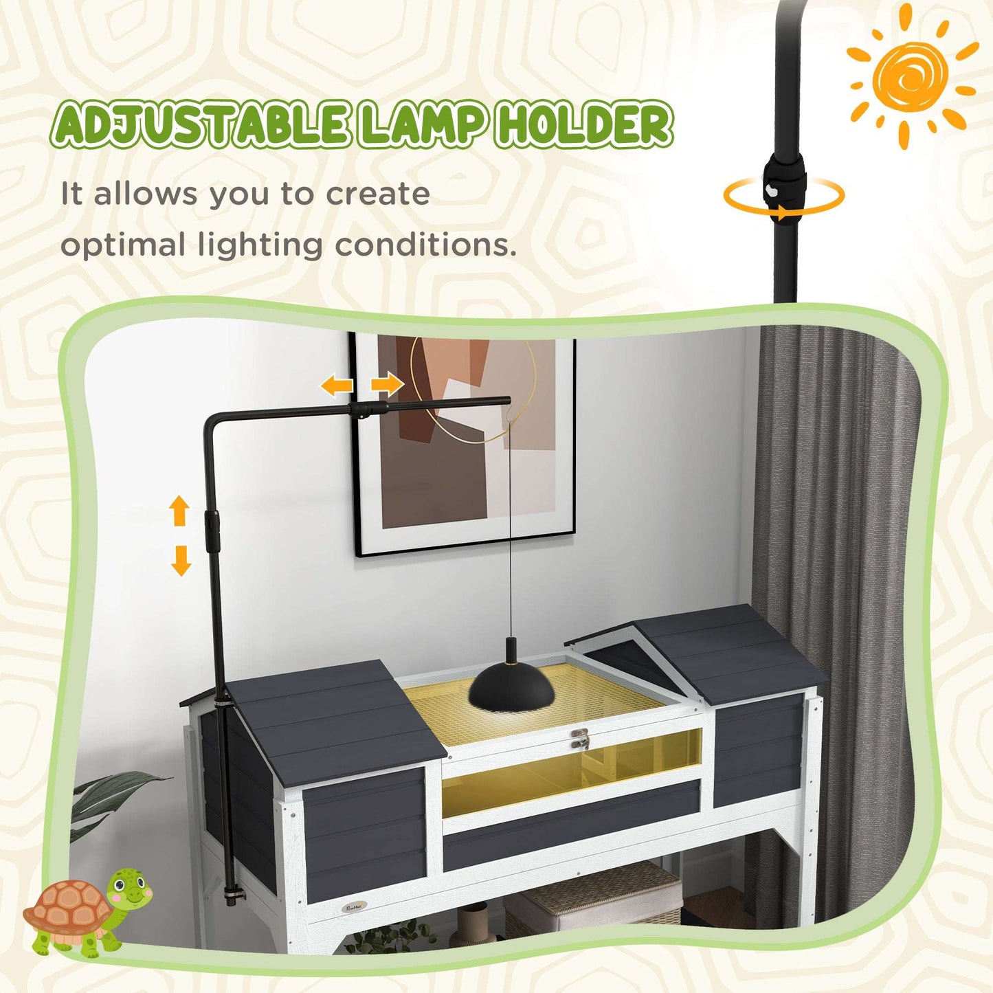  Lamp Holder storage tortoise Enclosure Tortoise House with Adjustable
