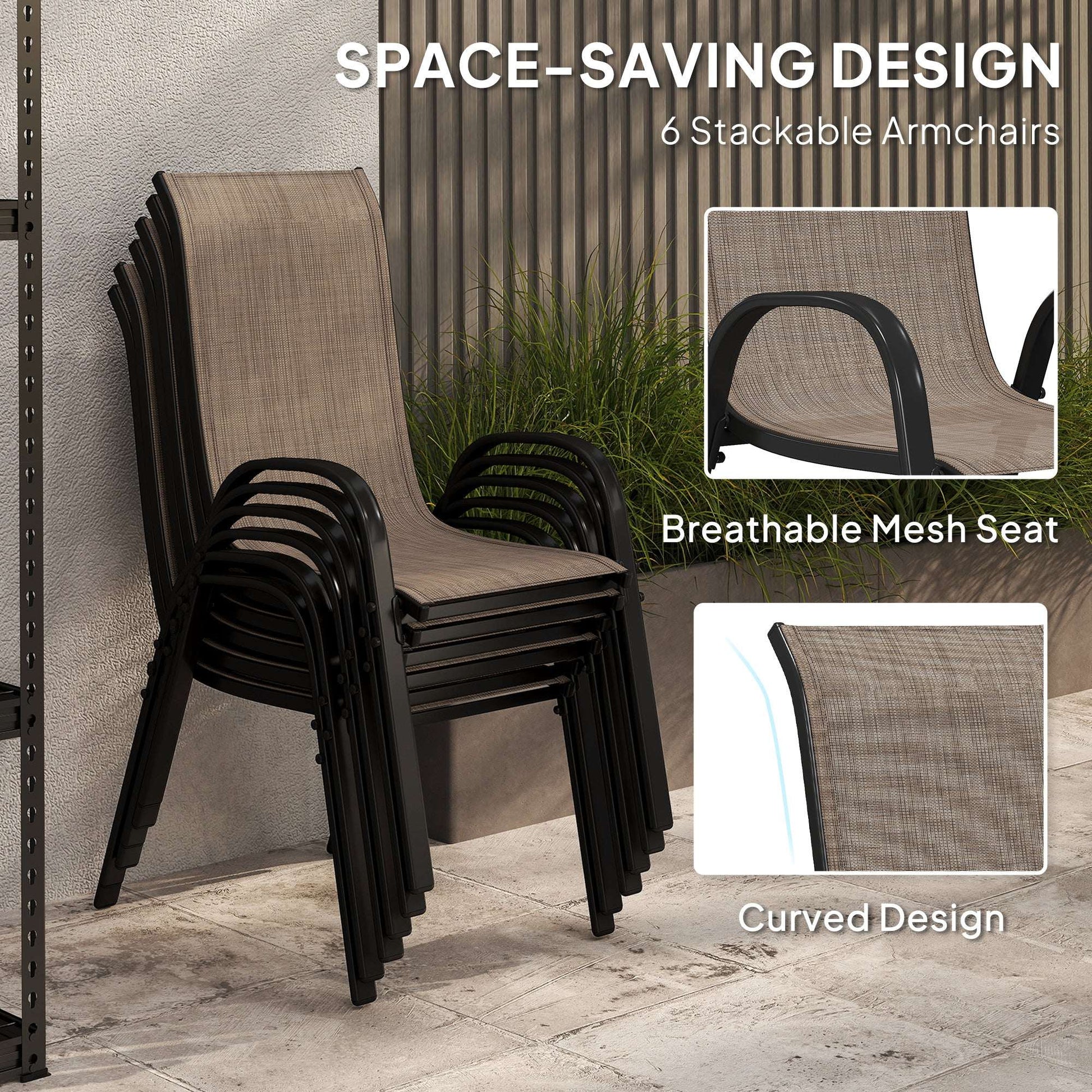 8 Pieces Furniture Set with 9Ft Patio Umbrella Dining Table and Chairs