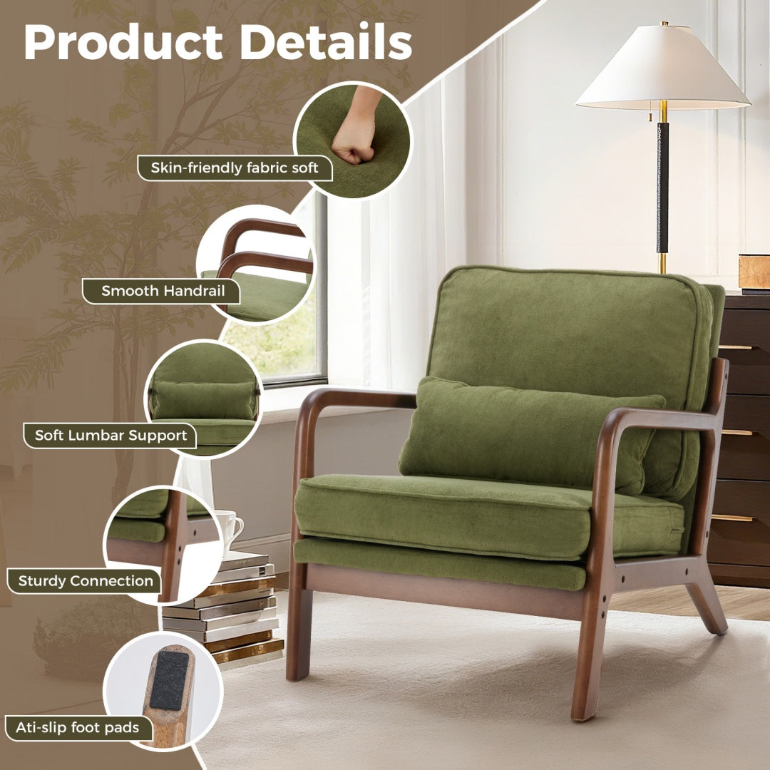Mid Century Modern Chair Accent Chair With Arms And Waist Cushion