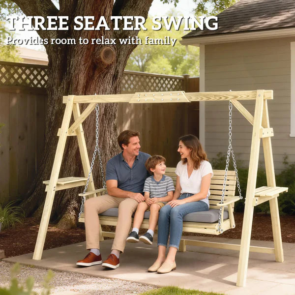 Outdoor patio swing chair with cushioned seat and sturdy frame for garden relaxation